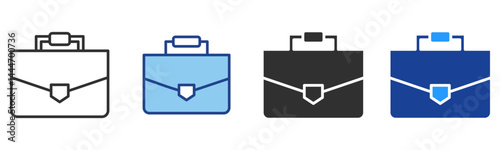 Briefcase Icon Multiple Style Vector Collection 