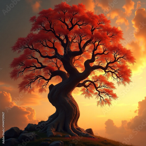 lonely tree in the sunset