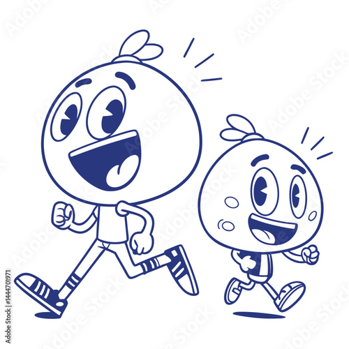 Running Egg Cartoon Mascot Characters with Shoes, Smiling Faces, and Energetic Poses