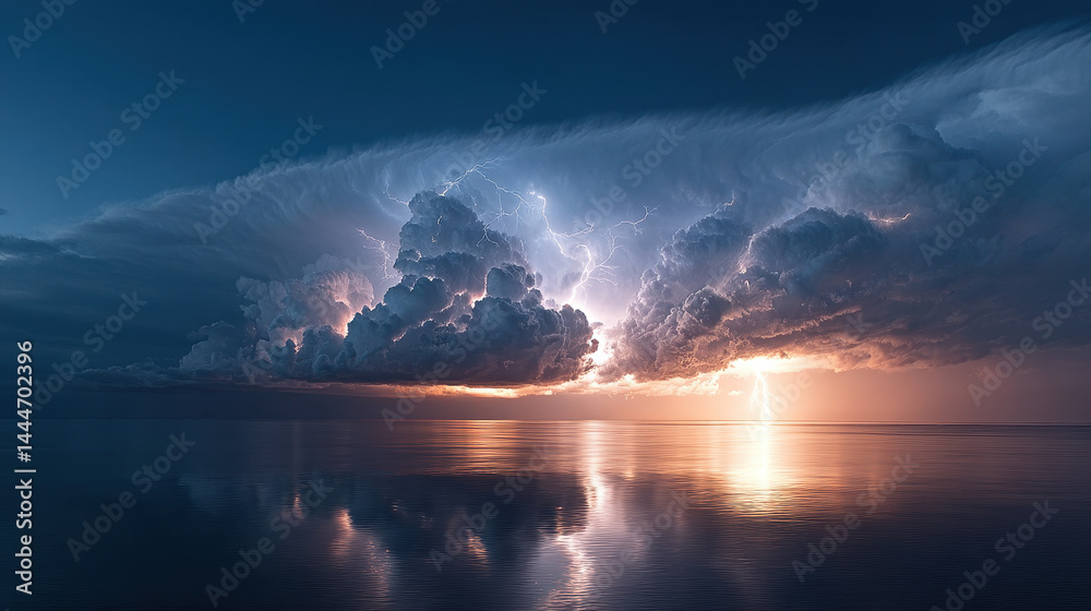 Powerful Storm Over Calm Water