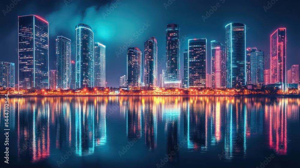 Fototapeta premium Colorful night cityscape