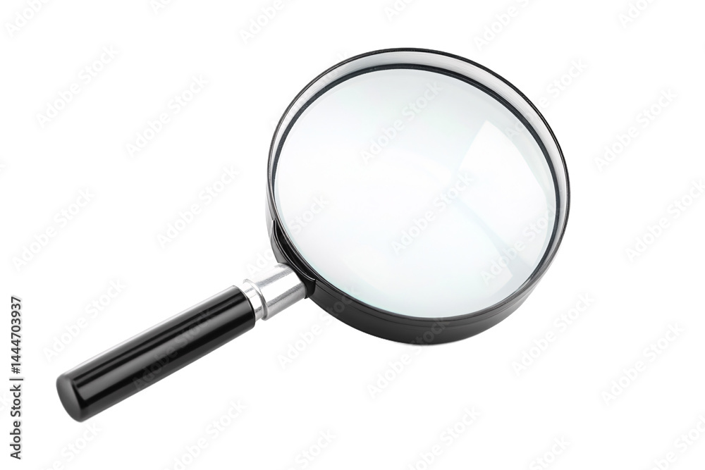 Magnifying Glass on White Background Closeup View Handheld Lens Inspection Tool Magnifying Glass on White Background Closeup View Handheld Lens Inspection Tool