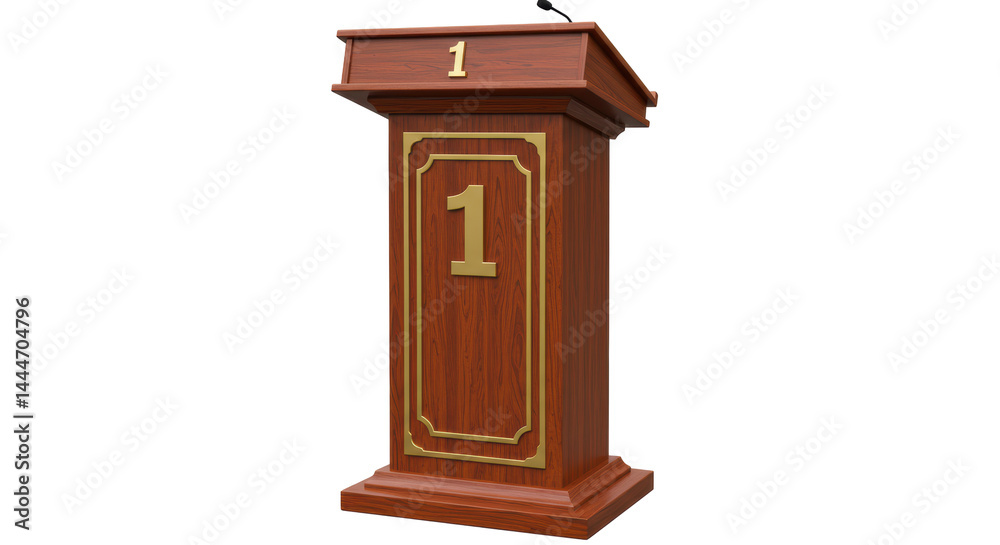 Isolated Wooden Podium with Number One Plaque Isolated Wooden Podium with Number One Plaque