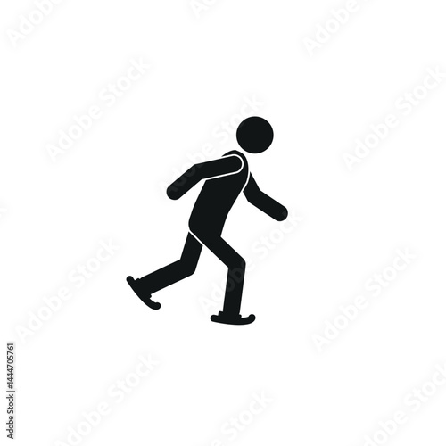 pictogram of a human figure, a stick of a man skating, flat vector illustration on a white background, healthy lifestyle