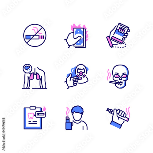 Smoking - modern line design style icons set