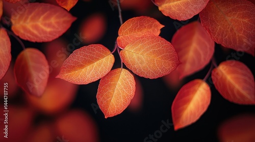 Autumn leaves branch, dark background, nature, poster
