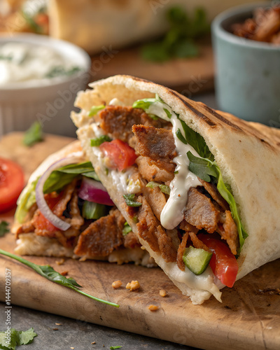 Delicious shawarma cut out. Based on Generative AI
