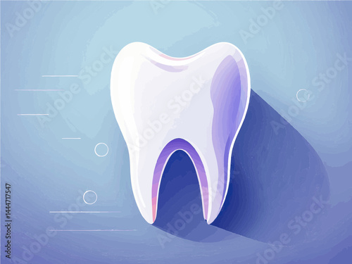 tooth on blue background