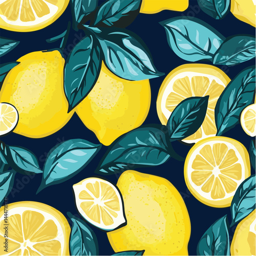 Vector illustration seamless pattern of lemon abstract concept