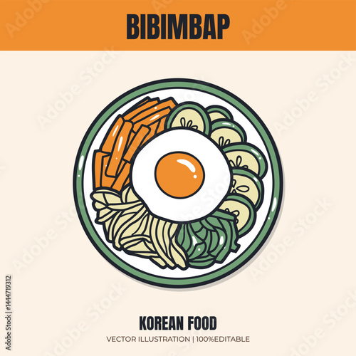 Bibimbap korean food vector illustration