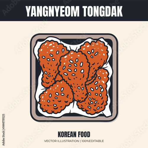 Yangnyeom tongdak korean food vector illustration