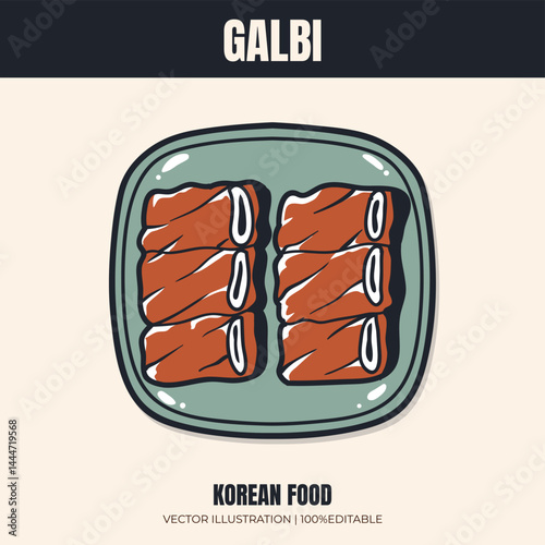 Galbi korean food vector illustration