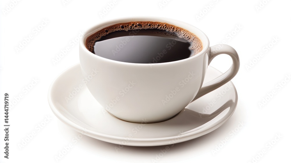 White cup black coffee, studio, beverage, background white White cup black coffee, studio, beverage, background white