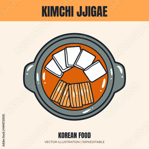 Kimchi jjigae korean food vector illustration