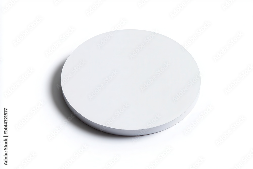 Minimalist round white object on a clean surface, ideal for product photography and design Minimalist round white object on a clean surface, ideal for product photography and design