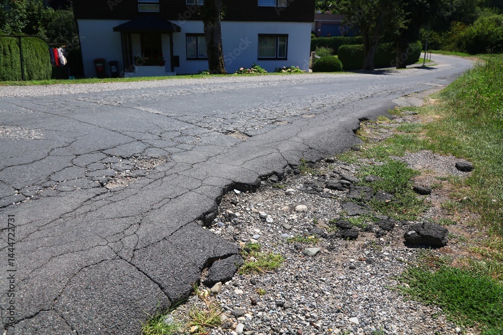 Bad rural road surface in Austria