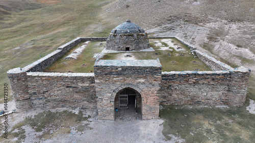 The Stone Rabat Caravanserai is located in the Atbashi district of Kyrgyzstan. The caravanserai was built in the Middle Ages.