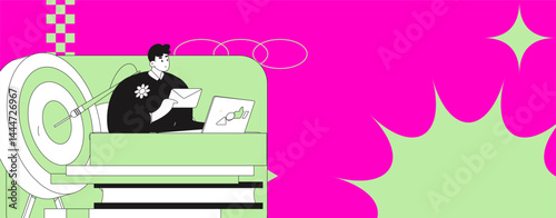 Virtual characters social communication concept business flat vector hand drawn illustration
