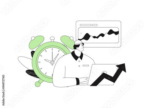 Virtual characters social communication concept business flat vector hand drawn illustration
