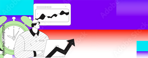 Virtual characters social communication concept business flat vector hand drawn illustration

