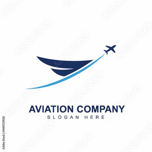 Aviation company logo with airplane silhouette and swoosh, representing airlines, travel, or aerospace industry.
