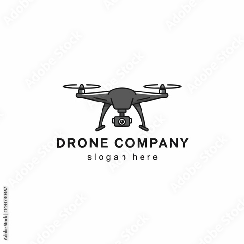 Drone company logo featuring quadcopter illustration with camera for aerial photography or surveillance services.
