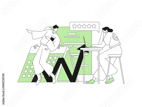 Virtual characters social communication concept business flat vector hand drawn illustration
