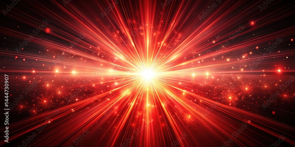 Fototapeta premium Vibrant red light bursts unpredictably against a dark backdrop, creating an otherworldly atmosphere , abstract