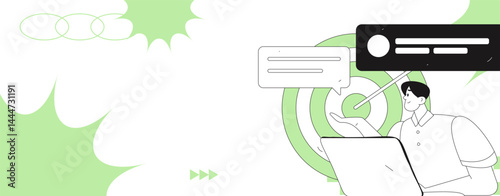 Virtual characters social communication concept business flat vector hand drawn illustration
