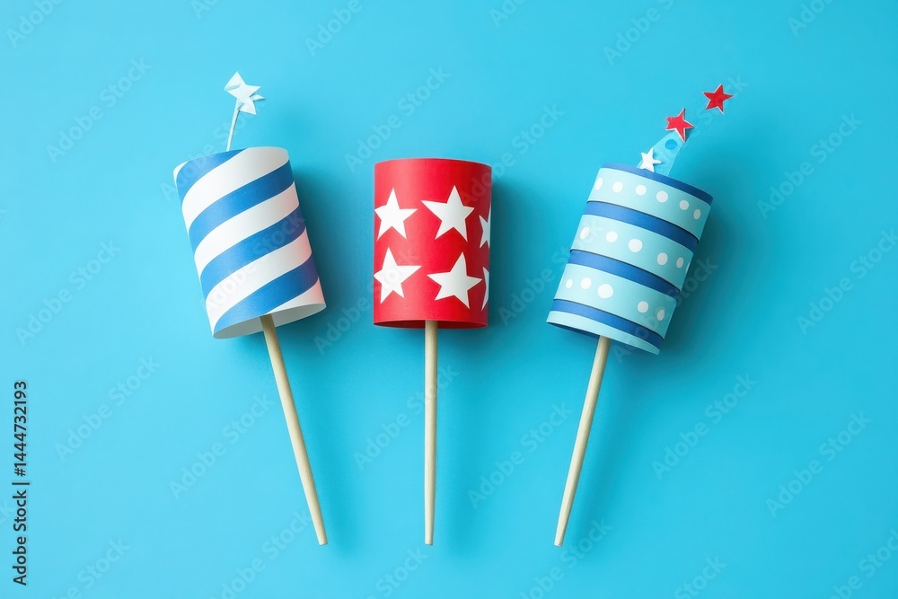 Festive Fourth of July Paper Firecrackers Crafts for Kids Patriotic Party Decorations Festive Fourth of July Paper Firecrackers Crafts for Kids Patriotic Party Decorations