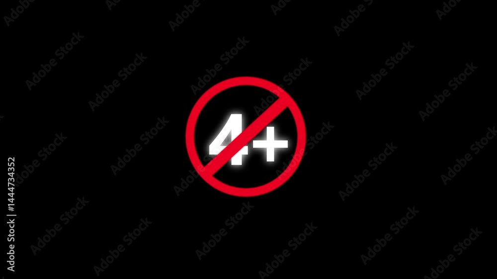 4 Plus Prohibited Sign – Green Circle with Slash Over 4+ Symbol Representing Age Restriction, Warning, No Entry, or Limit Icon for Digital Safety or Content Guidelines 4k animation video. 4 Plus Prohibited Sign – Green Circle with Slash Over 4+ Symbol Representing Age Restriction, Warning, No Entry, or Limit Icon for Digital Safety or Content Guidelines 4k animation video.