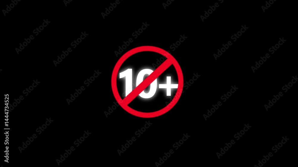 10 Plus Prohibited Sign – Green Circle with Slash Over 10+ Symbol Representing Age Restriction, Warning, No Entry, or Limit Icon for Digital Safety or Content Guidelines 4k animation video. 10 Plus Prohibited Sign – Green Circle with Slash Over 10+ Symbol Representing Age Restriction, Warning, No Entry, or Limit Icon for Digital Safety or Content Guidelines 4k animation video.