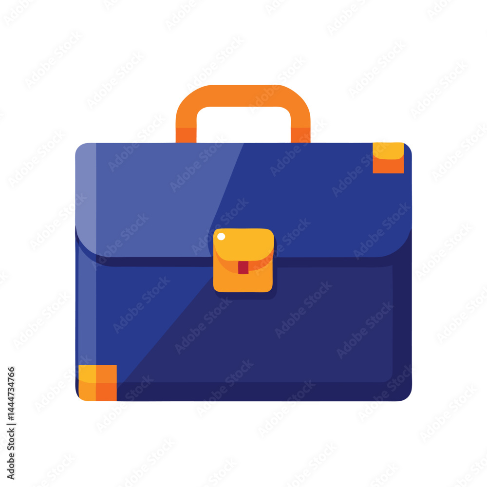 Modern Blue Briefcase with Orange Details on White Background Isolated Modern Blue Briefcase with Orange Details on White Background Isolated
