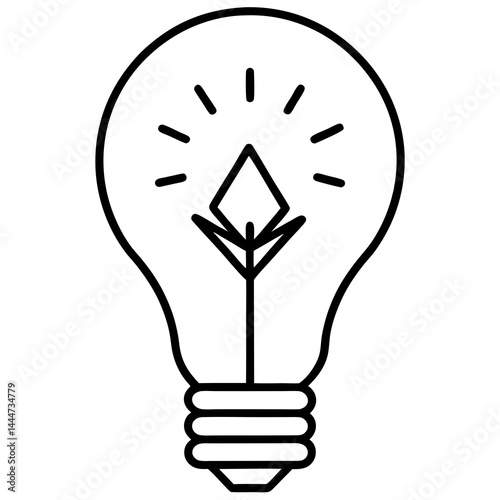 Green Energy Light Bulb Icon  Vector 