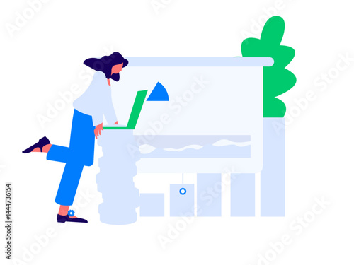 Virtual characters social communication concept business flat vector hand drawn illustration
