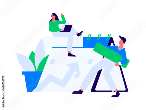 Virtual characters social communication concept business flat vector hand drawn illustration
