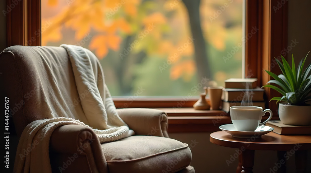 Cozy Reading Nook with a Stack of Books