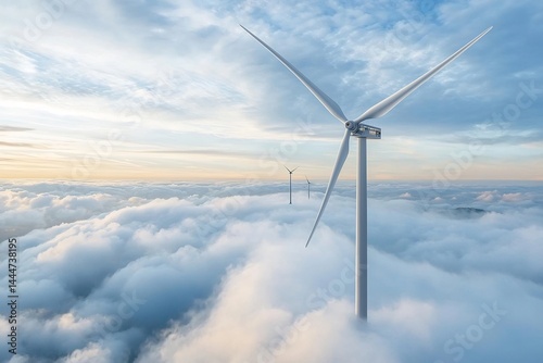 Wallpaper Mural Futuristic wind farm floating above the clouds turbines harnessing energy from high altitude winds generating clean energy in the sky Torontodigital.ca