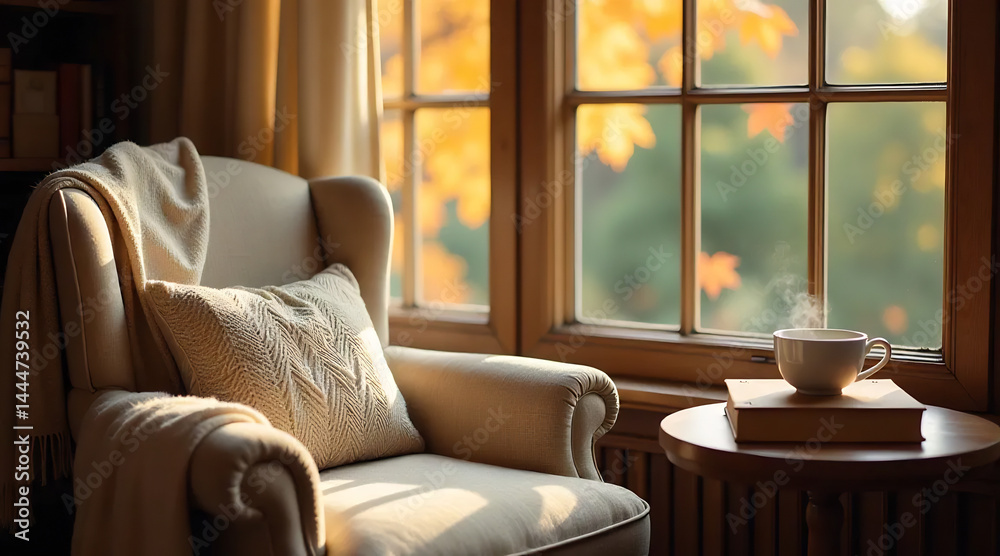 Cozy Reading Nook with a Stack of Books