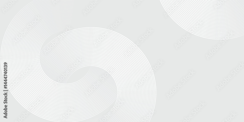 Fototapeta premium White geometric abstract background overlap layer on bright space with lines effect decoration. Modern graphic design element circles style concept for banner.