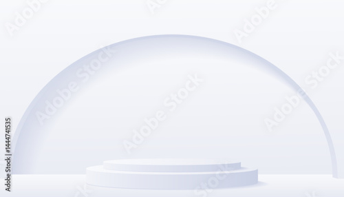 3D white product podium background. Abstract composition in minimal design. Studio showroom product pedestal