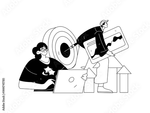 Virtual characters social communication concept business flat vector hand drawn illustration
