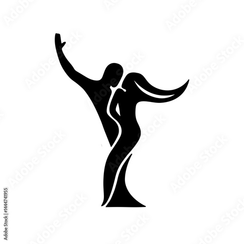 silhouette vector illustration of man and woman dancing