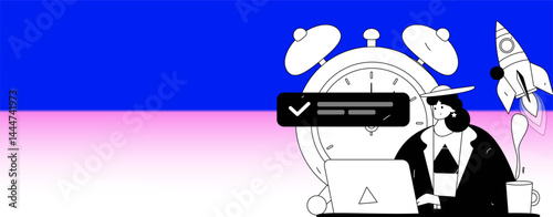 Virtual characters social communication concept business flat vector hand drawn illustration
