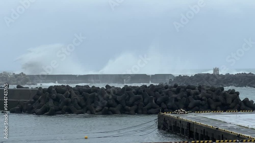 Large Waves Crashing Over Sea Wall As Typhoon Lan Nears Japan - Lan