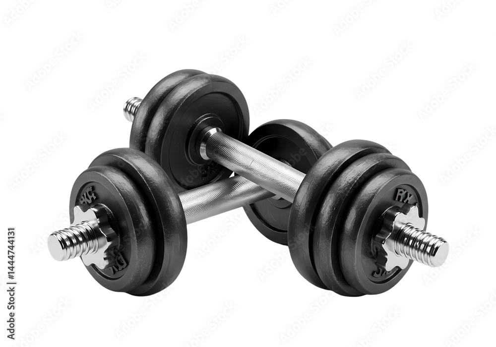 Naklejka premium Adjustable Dumbbells Weight Training Fitness Equipment on Transparent background