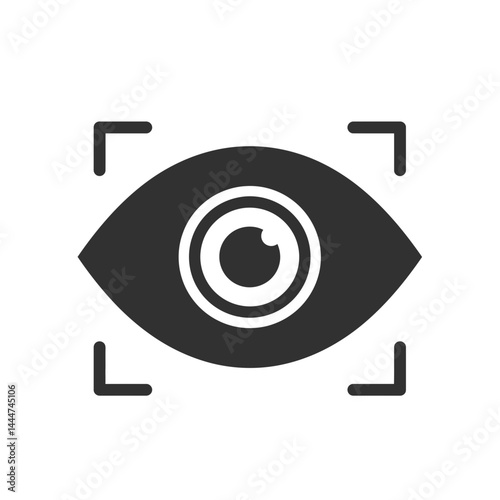 Eye Focus: An abstract icon representing the concept of vision, with a square around the eye, ready to explore.