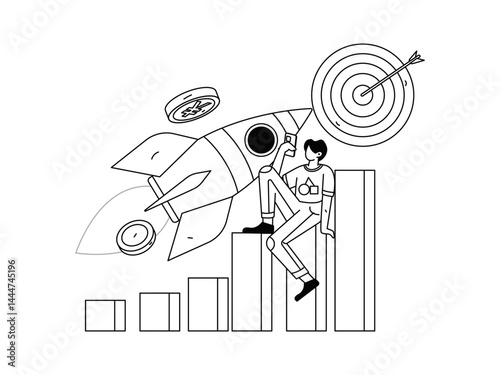 Virtual characters social communication concept business flat vector hand drawn illustration
