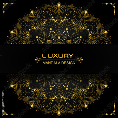 Glitter set floral mandala design with glowing, geometric shape | Abstract template with golden mandala for card, greeting, cover, decoration, flyer, business | Creative vector with golden gradient li