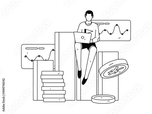 Virtual characters social communication concept business flat vector hand drawn illustration
